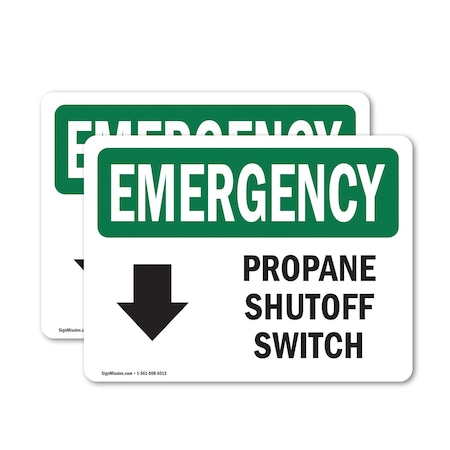 Signmission Electrical Propane Shutoff Switch With Symbol Emergency Sign, Vinyl Decal, 10in W x 7in L, 2PK OS-2PACK-EM-D-710-L-10291